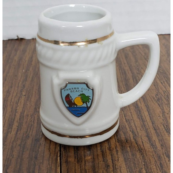 Vintage Panama City Beach Ceramic Souvenir Mini Stein Toothpick Holder - Picture 1 of 10